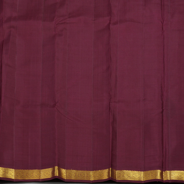 Hayagrivas Handloom Peach Pink Kanjivaram Silk Saree with Wine Maroon Border KBE1951L2-1