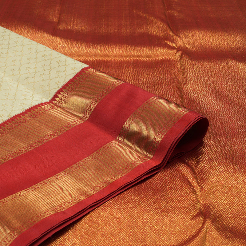 Hayagrivas Handloom Sandal Kanjivaram Silk Saree with Red Border KBE1952L4-1