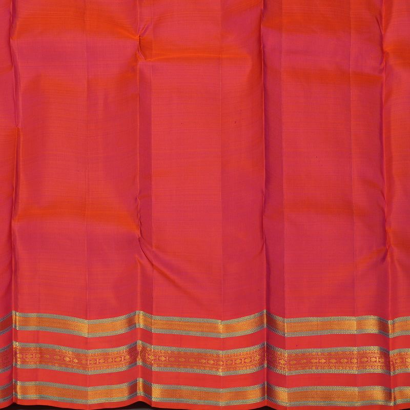 Hayagrivas Handloom Purple Kanjivaram Silk Saree with Pinkish-Orange Border KBE1954L10-4