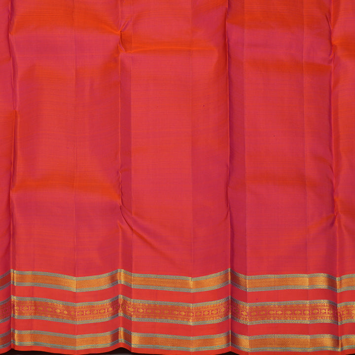 Hayagrivas Handloom Purple Kanjivaram Silk Saree with Pinkish-Orange Border KBE1954L10-4