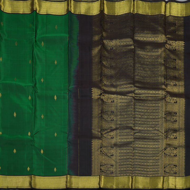 Hayagrivas Handloom Bottle Green Kanjivaram Silk Saree with Black Border KBE1954L4-5