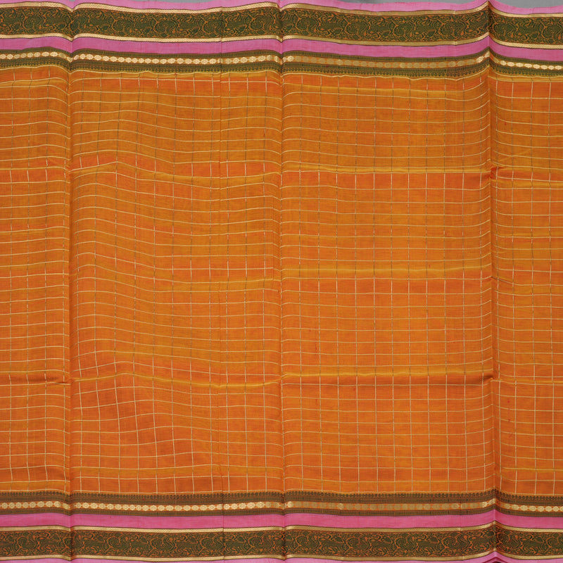 Hayagrivas Golden Orange Pure Silk Cotton Saree KBE1955L4-4