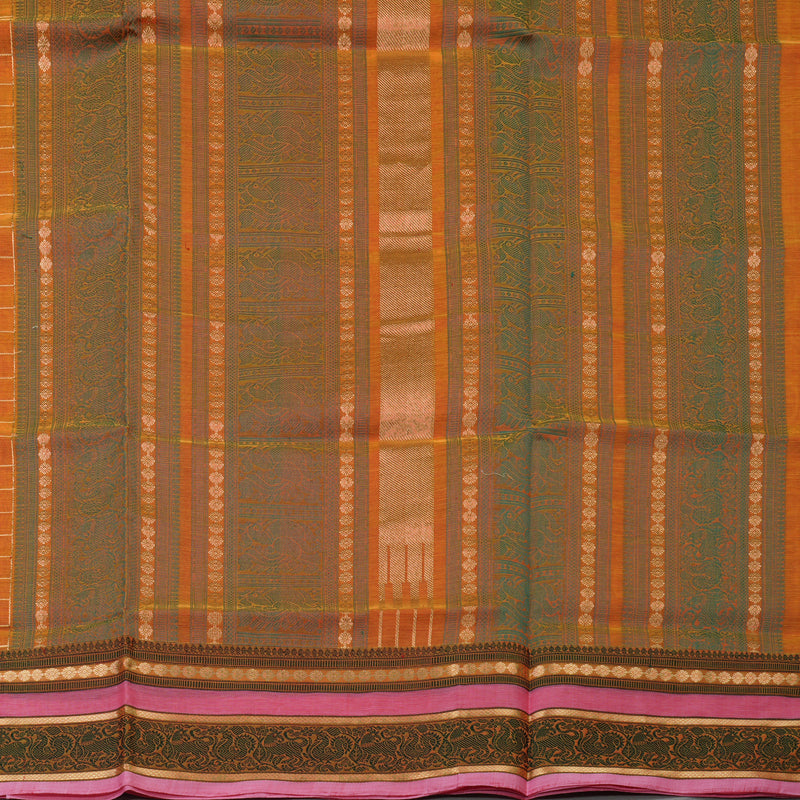 Hayagrivas Golden Orange Pure Silk Cotton Saree KBE1955L4-4