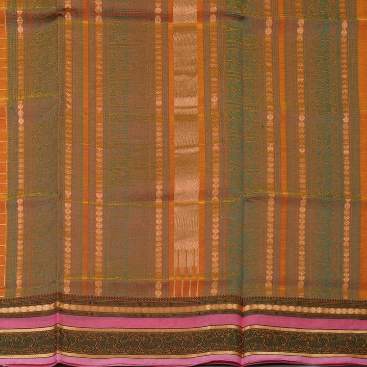 Hayagrivas Golden Orange Pure Silk Cotton Saree KBE1955L4-4