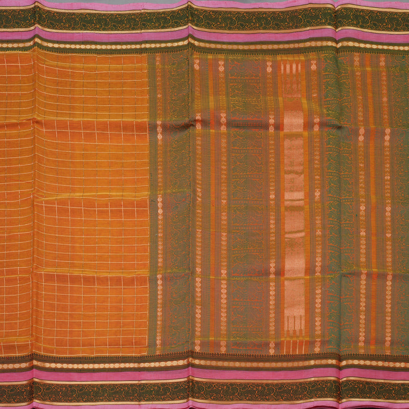 Hayagrivas Golden Orange Pure Silk Cotton Saree KBE1955L4-4