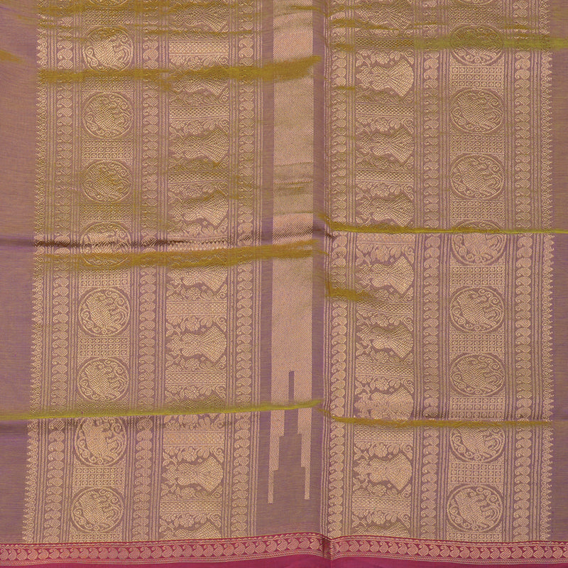 Hayagrivas Dual Tone (Olive Green & Pink) Pure Kanchi Silk Cotton Saree KBE1955L5-1
