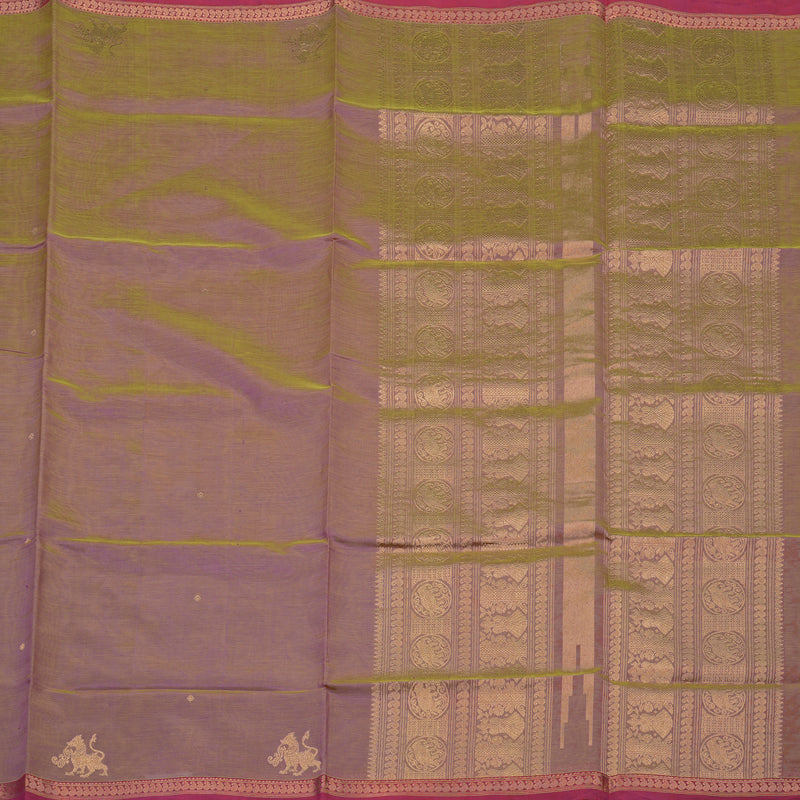 Hayagrivas Dual Tone (Olive Green & Pink) Pure Kanchi Silk Cotton Saree KBE1955L5-1
