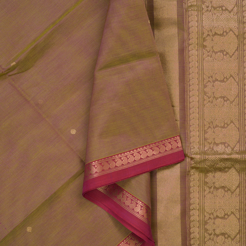 Hayagrivas Dual Tone (Olive Green & Pink) Pure Kanchi Silk Cotton Saree KBE1955L5-1