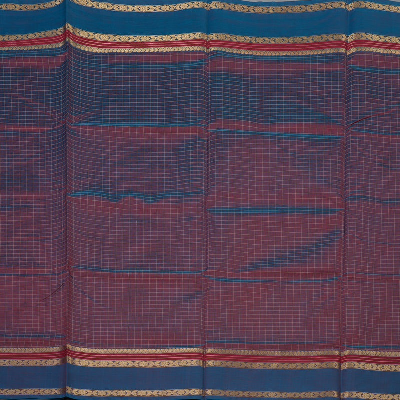Hayagrivas Dual Tone (Blue & Maroon) Pure Kanchi Silk Cotton Saree KBE1955L8-1