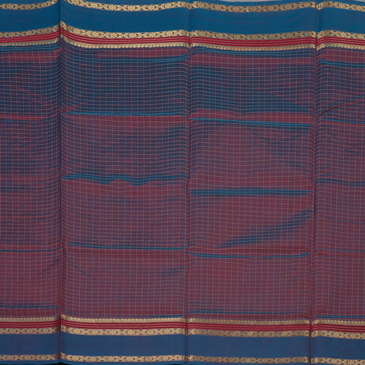 Hayagrivas Dual Tone (Blue & Maroon) Pure Kanchi Silk Cotton Saree KBE1955L8-1