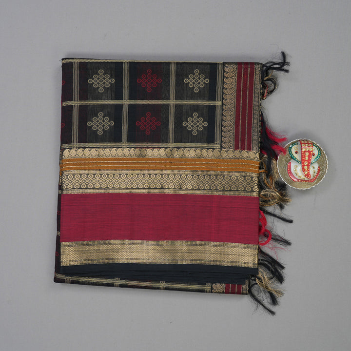 Hayagrivas Black Pure Kanchi Silk Cotton Saree KBE1955L8-10