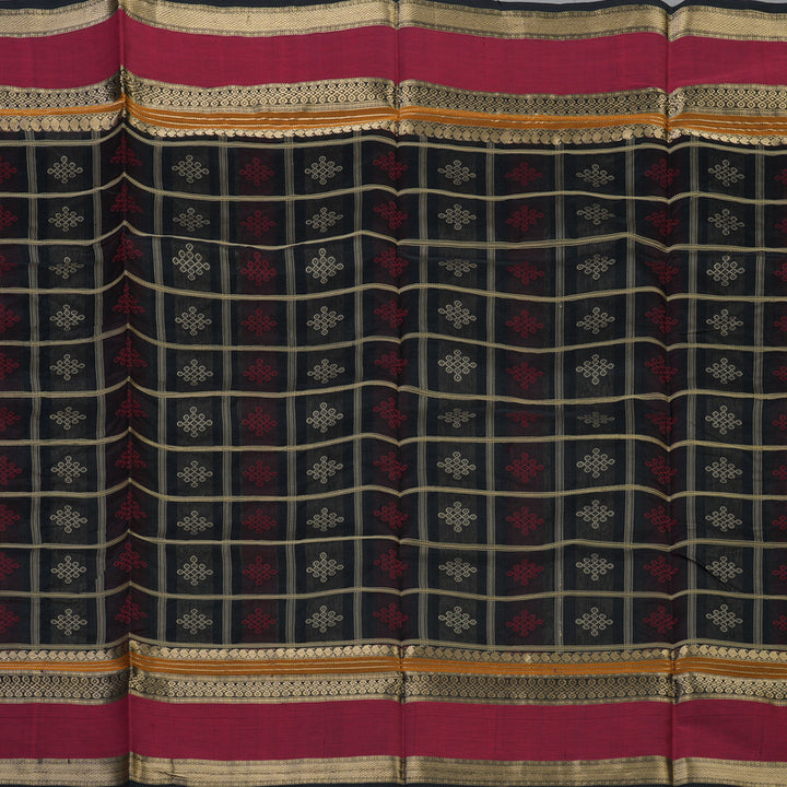 Hayagrivas Black Pure Kanchi Silk Cotton Saree KBE1955L8-10