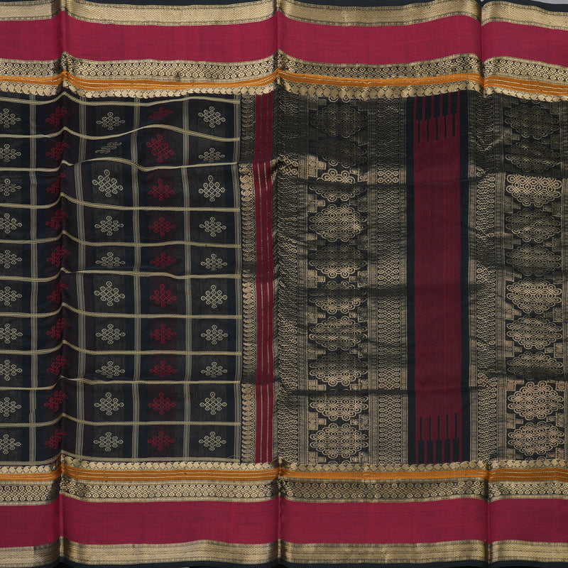 Hayagrivas Black Pure Kanchi Silk Cotton Saree KBE1955L8-10