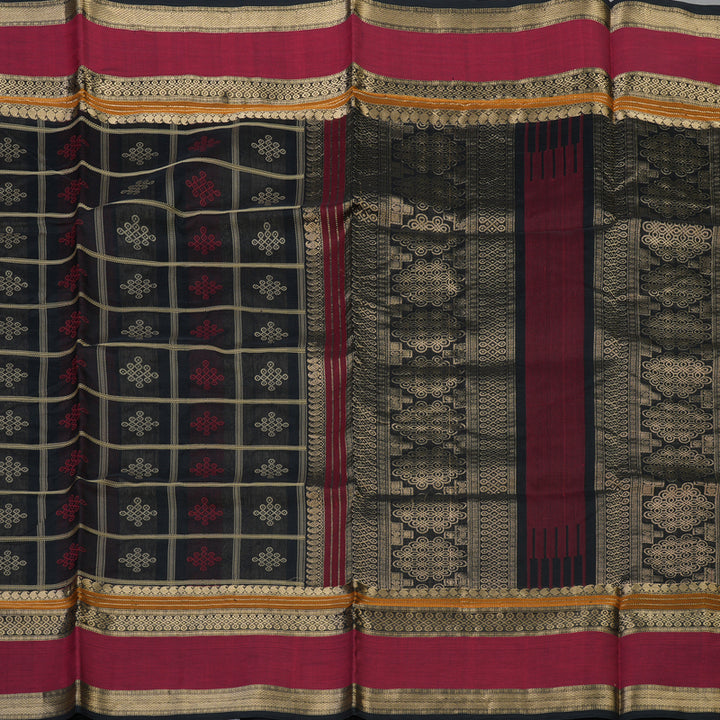 Hayagrivas Black Pure Kanchi Silk Cotton Saree KBE1955L8-10