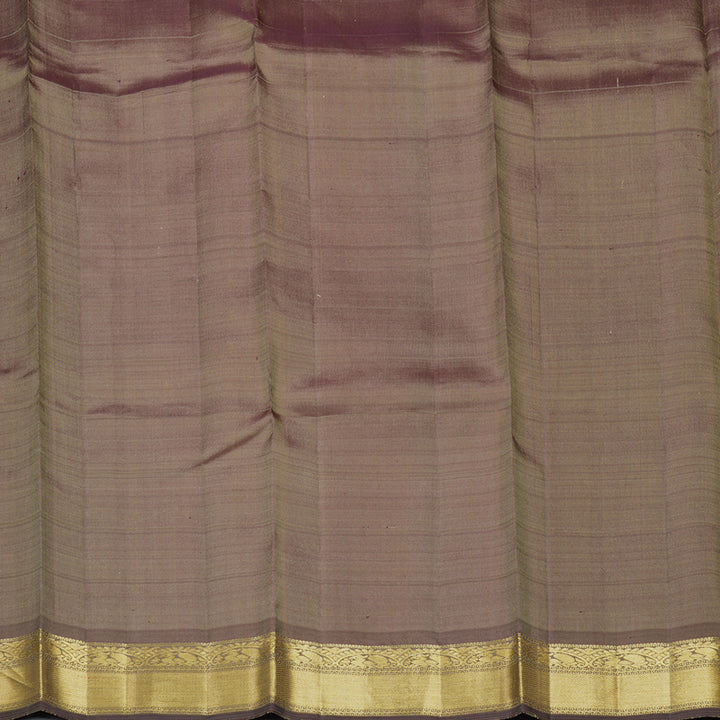 Hayagrivas Handloom Half-White Kanjivaram Silk Saree with Light Brown Border KBE1958L1-1