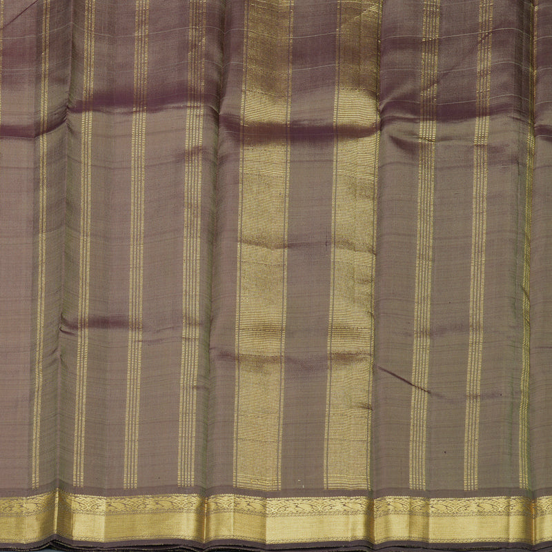 Hayagrivas Handloom Half-White Kanjivaram Silk Saree with Light Brown Border KBE1958L1-1