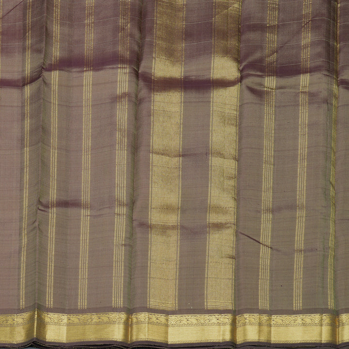 Hayagrivas Handloom Half-White Kanjivaram Silk Saree with Light Brown Border KBE1958L1-1