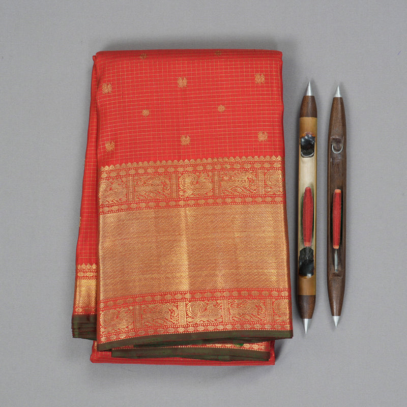 Hayagrivas Handloom Red Kanjivaram Silk Saree KBE1967L1-1