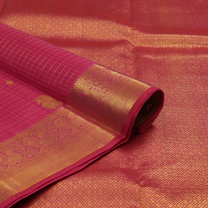 Hayagrivas Handloom Rani Pink Kanjivaram Silk Saree KBE196D8-1