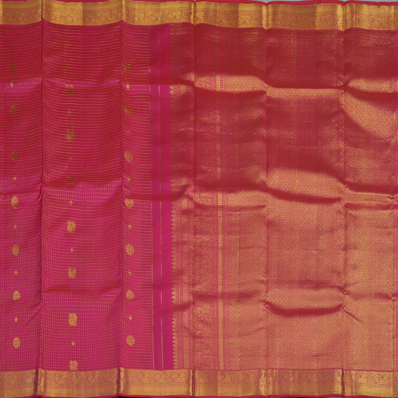 Hayagrivas Handloom Rani Pink Kanjivaram Silk Saree KBE196D8-1