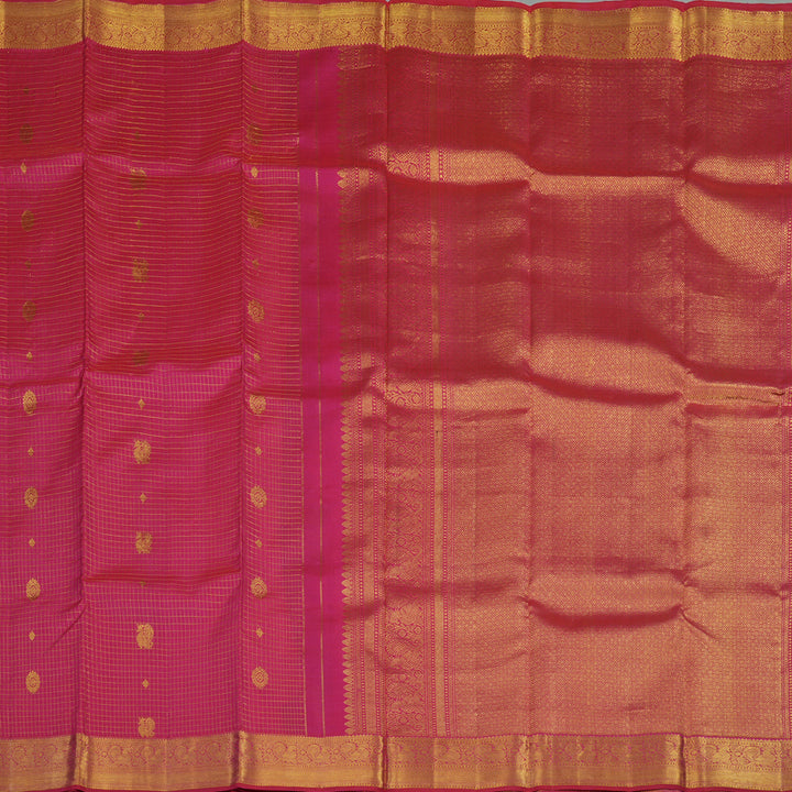Hayagrivas Handloom Rani Pink Kanjivaram Silk Saree KBE196D8-1