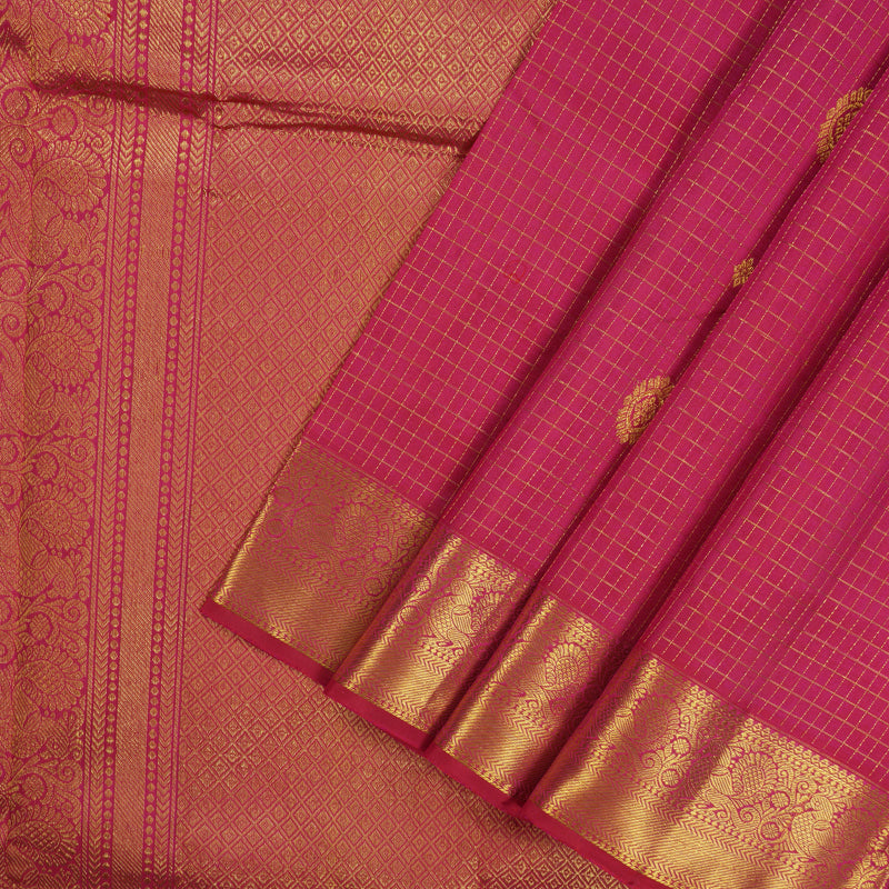 Hayagrivas Handloom Rani Pink Kanjivaram Silk Saree KBE196D8-1