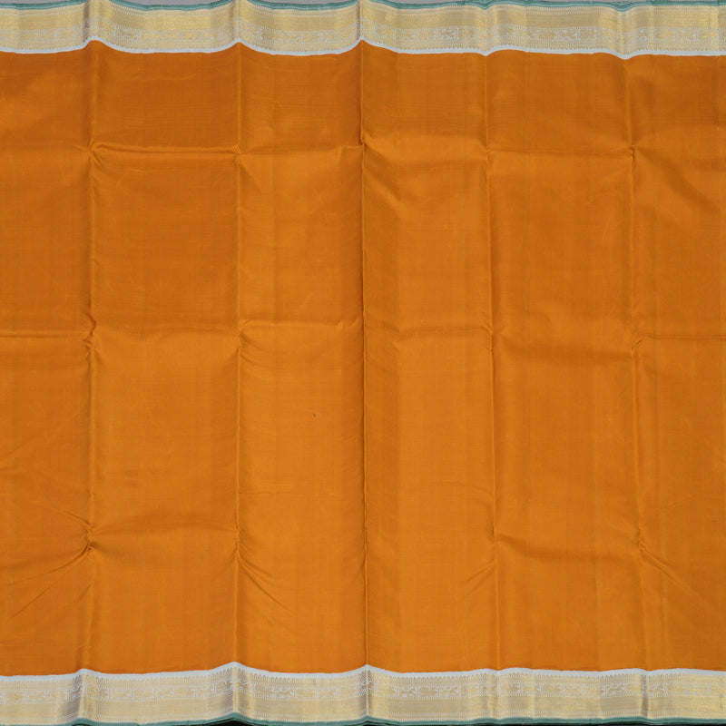 Hayagrivas Handloom Turmeric Yellow Kanjivaram Silk Saree with Light Grey Border KBE1970L1-2
