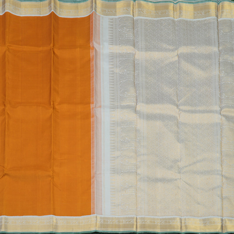 Hayagrivas Handloom Turmeric Yellow Kanjivaram Silk Saree with Light Grey Border KBE1970L1-2