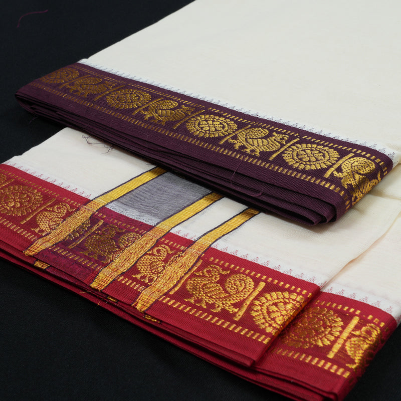 Hayagrivas Handloom 9*5 Cotton Dhothi KBE1973L1-1