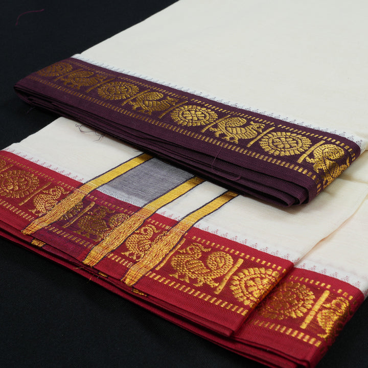Hayagrivas Handloom 9*5 Cotton Dhothi KBE1973L1-1