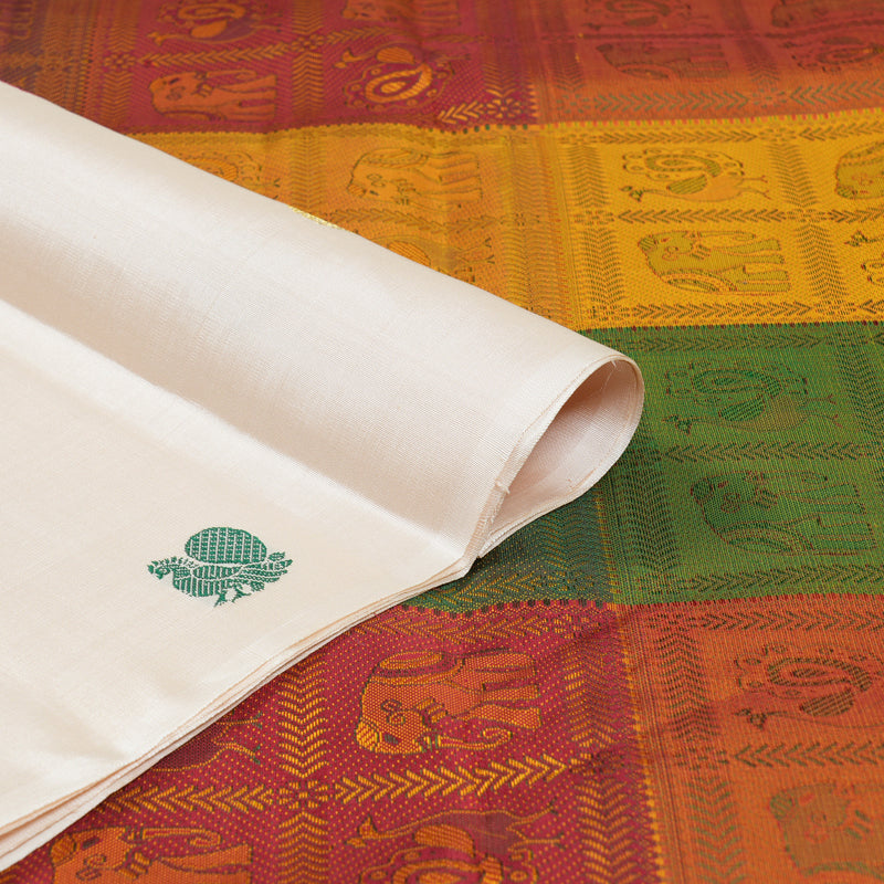 Hayagrivas Handloom Cream Kanjivaram Silk Saree KBE1975L1-1