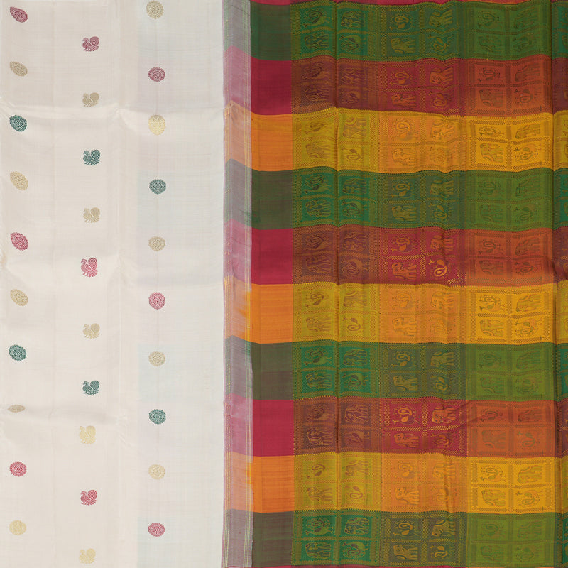 Hayagrivas Handloom Cream Kanjivaram Silk Saree KBE1975L1-1