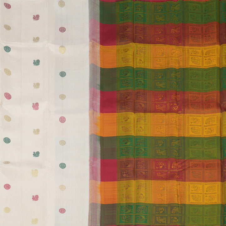 Hayagrivas Handloom Cream Kanjivaram Silk Saree KBE1975L1-1