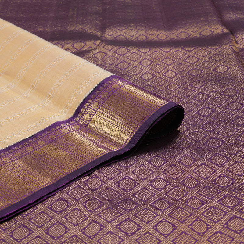 Hayagrivas Handloom Sandal Kanjivaram Silk Saree with Violet Border KBE2271B12-1