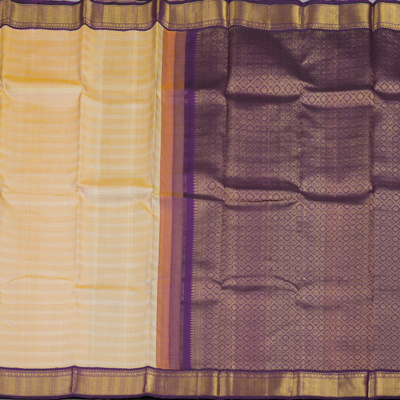Hayagrivas Handloom Sandal Kanjivaram Silk Saree with Violet Border KBE2271B12-1