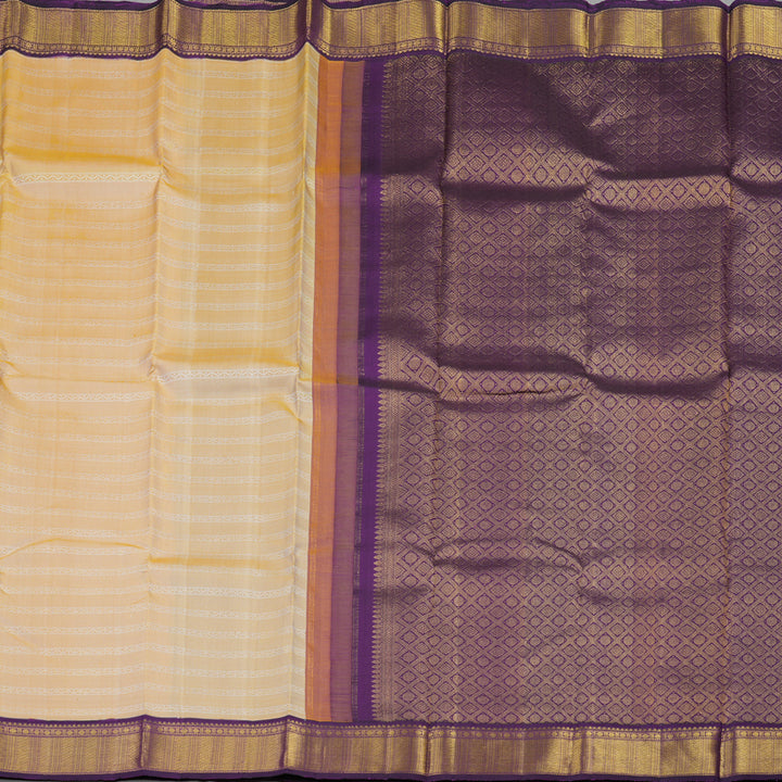 Hayagrivas Handloom Sandal Kanjivaram Silk Saree with Violet Border KBE2271B12-1