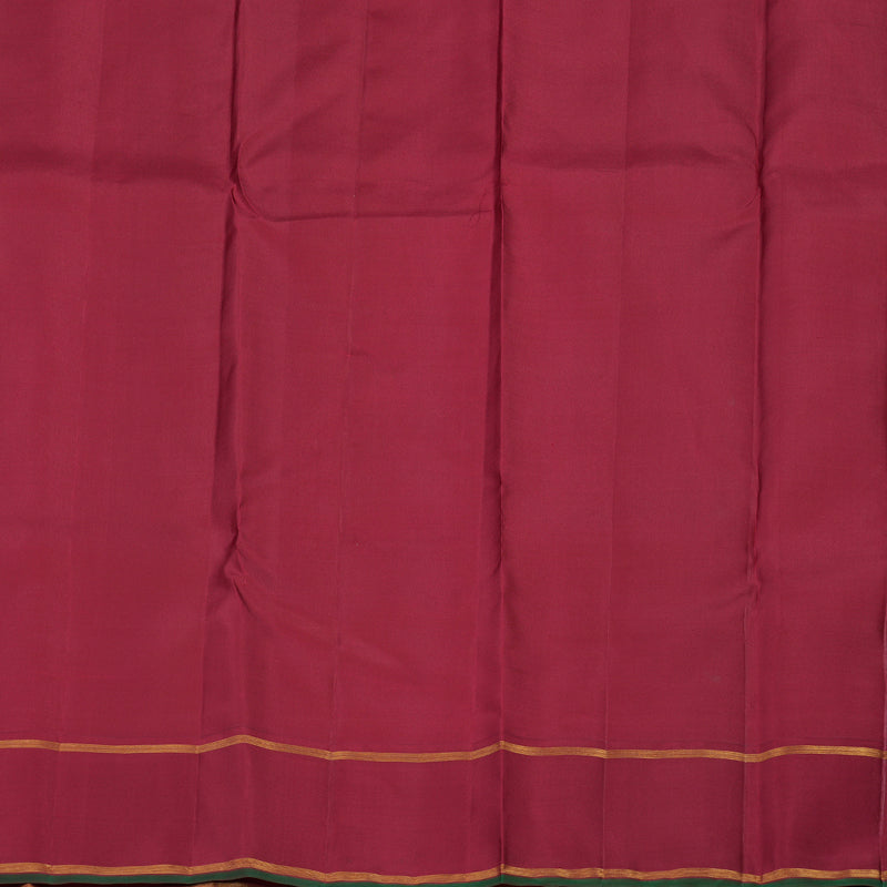 Hayagrivas Handloom Milk-White Kanjivaram Silk Saree with Maroon border KBE1977L1-1