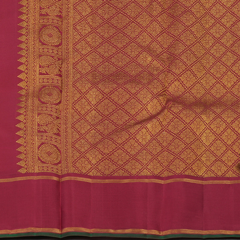 Hayagrivas Handloom Milk-White Kanjivaram Silk Saree with Maroon border KBE1977L1-1