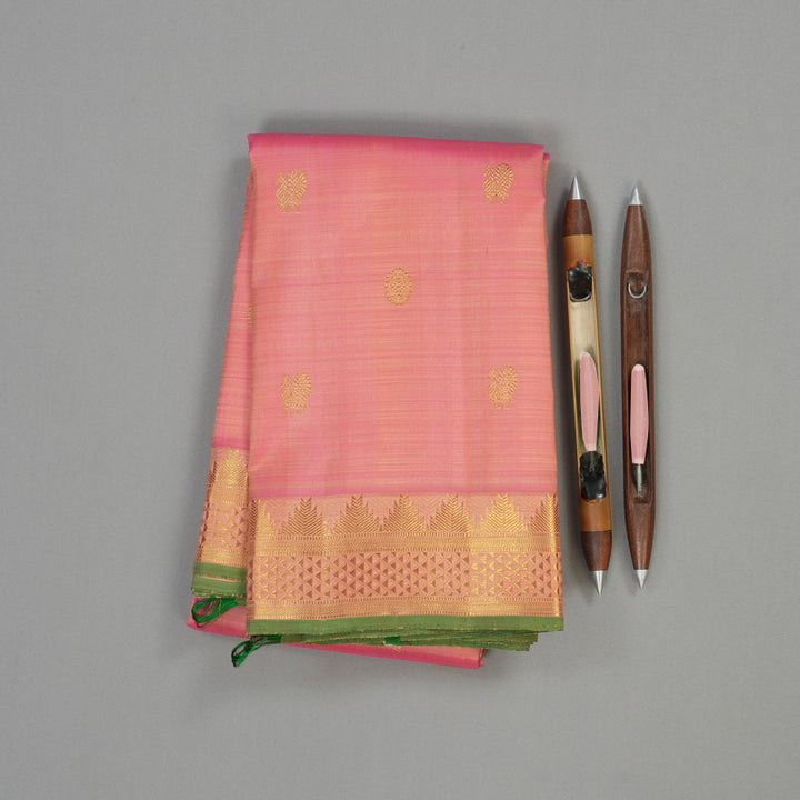 Hayagrivas Handloom Kanjivaram Silk Saree in Baby Pink KBE197D2-1