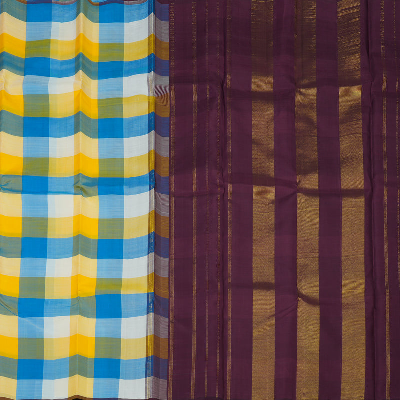 Hayagrivas Handloom Multicolour Checks Kanjivaram Silk Saree KBE1980L1-6