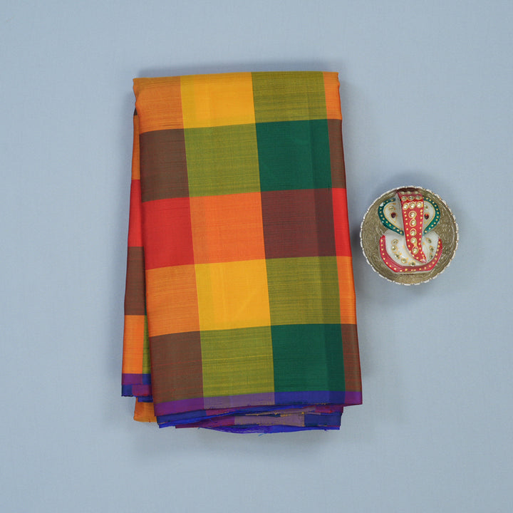 Hayagrivas Handloom Multicolour Checks Kanjivaram Silk Saree KBE1980L1-7