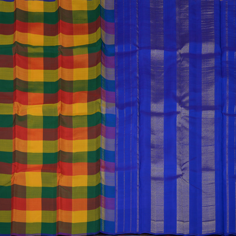 Hayagrivas Handloom Multicolour Checks Kanjivaram Silk Saree KBE1980L1-7