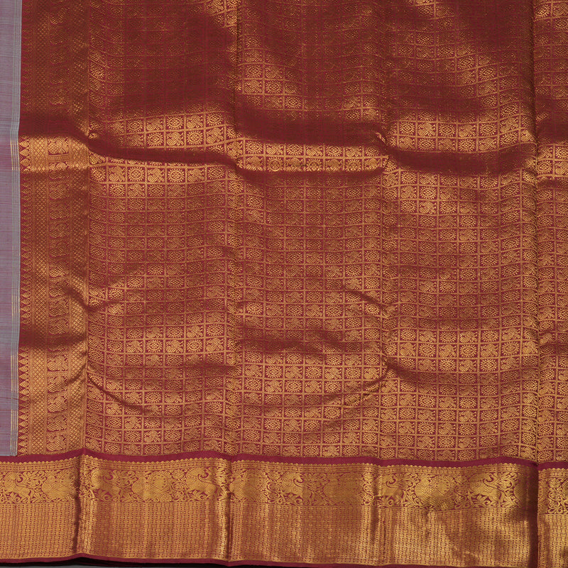 Hayagrivas Handloom Sky Blue Kanjivaram Silk Saree with Maroon Border KBE1982L1-1