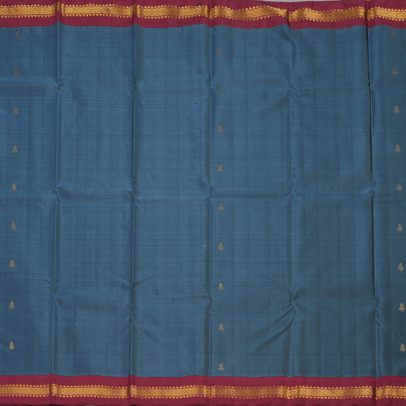 Hayagrivas Handloom Dark Grey Kanjivaram Silk Saree with Maroon border KBE1982L7-1