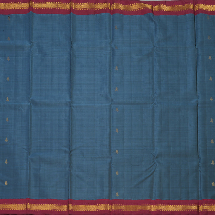 Hayagrivas Handloom Dark Grey Kanjivaram Silk Saree with Maroon border KBE1982L7-1