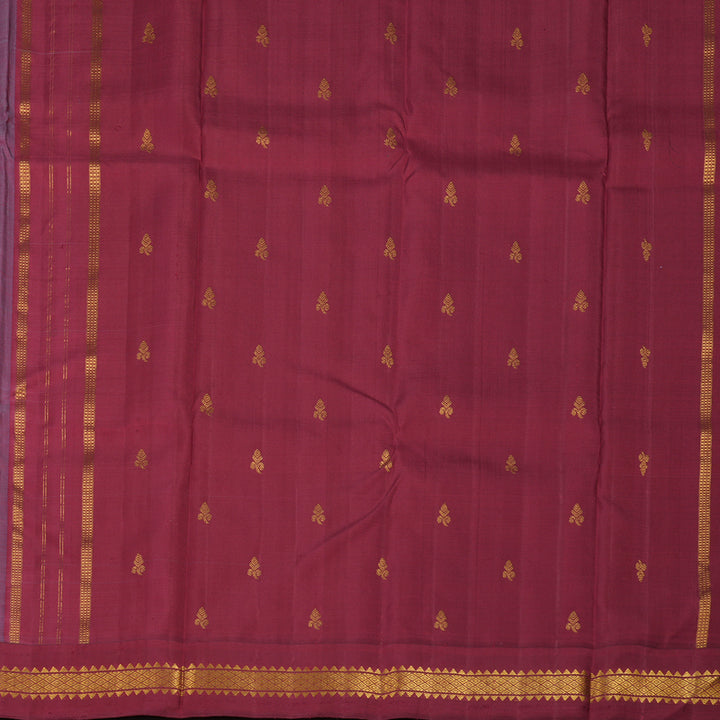 Hayagrivas Handloom Dark Grey Kanjivaram Silk Saree with Maroon border KBE1982L7-1