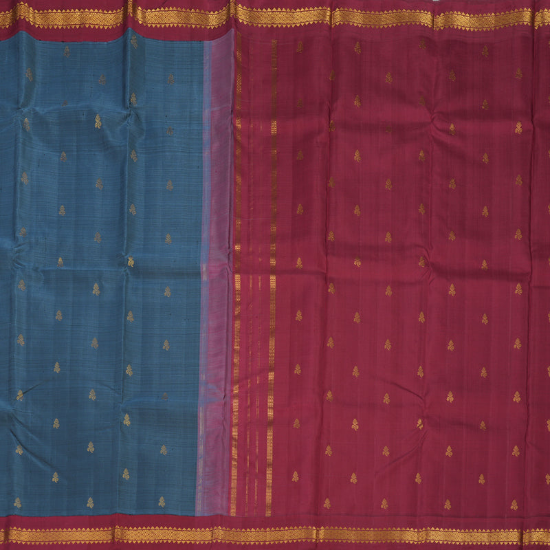 Hayagrivas Handloom Dark Grey Kanjivaram Silk Saree with Maroon border KBE1982L7-1