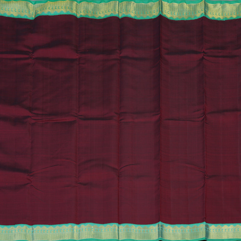 Hayagrivas Handloom Araku Maroon Kanjivaram Silk Saree with Bright Teal Border KBE1983L4-1