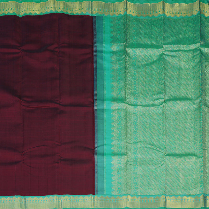 Hayagrivas Handloom Araku Maroon Kanjivaram Silk Saree with Bright Teal Border KBE1983L4-1