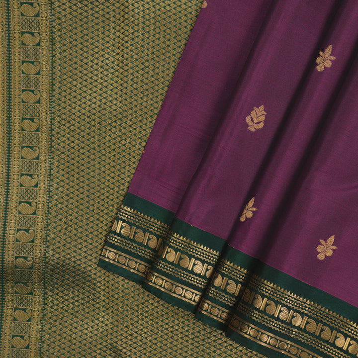 Hayagrivas Handloom Purple Kanjivaram Silk Saree KBE1985L2-32